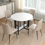 Table à Manger Pliante sur Roulettes, Table de Cuisine pour 4 Personnes avec Étagère Intégrée, 100 x 100 x 75 cm, Blanc