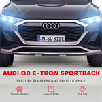 Voiture électrique pour enfants Licence Audi Q8 e-tron Sportback 12V télécommande, phares, musique, klaxon, 3-4 ans noir