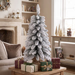 Sapin de Noël Artificiel 90 cm, 107 Embouts de Branches Enneigés en PVC, Base en Toile de Jute, Montage Rapide, Blanc