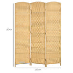 Paravent intérieur en bois 3 panneaux séparateur de pièce pliable pour salon chambre 135 x 180 cm bois naturel