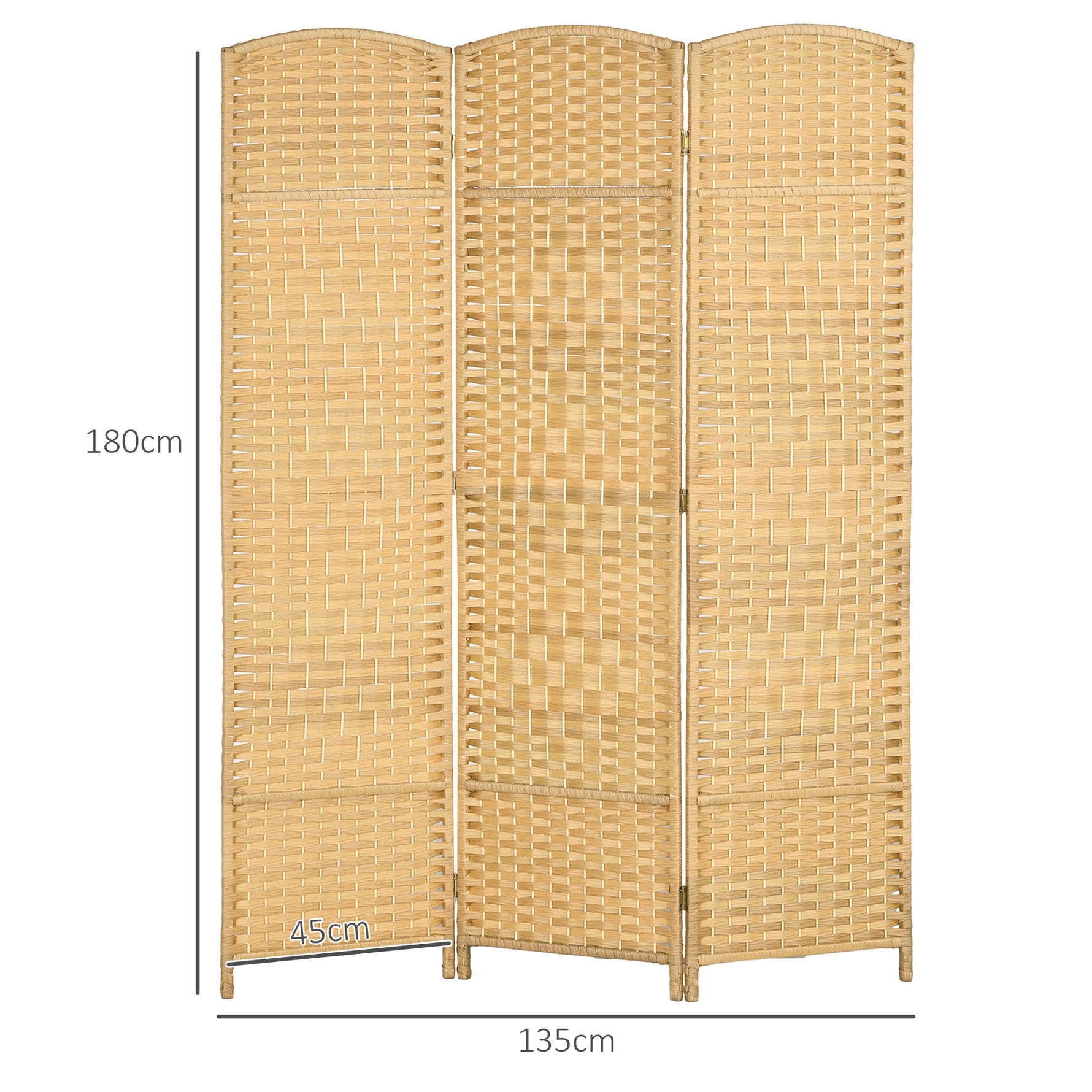 Paravent intérieur en bois 3 panneaux séparateur de pièce pliable pour salon chambre 135 x 180 cm bois naturel