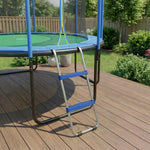 Échelle de Trampoline 2 Marches Larges avec Crochet Universel, Cadre en Acier Galvanisé, Charge 150 kg, 97x32x7 cm, Bleu