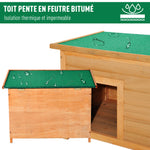 Niche pour chien chat en bois sur pied chenil toit ouvrant bitumé pin massif pré-huilé 85 x 58 x 58 cm