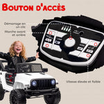 Kids' Electric Car, Rear-Wheel Drive, 12V, 5 km/h Max, Remote Control Included, Light and Sound Effects, Dim. 100L x 65W x 72H cm, White