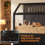 Cage Hamster 2-en-1 avec Armoire de Rangement pour Rongeur Hamster Syrien et Souris Acier et Acrylique Noir