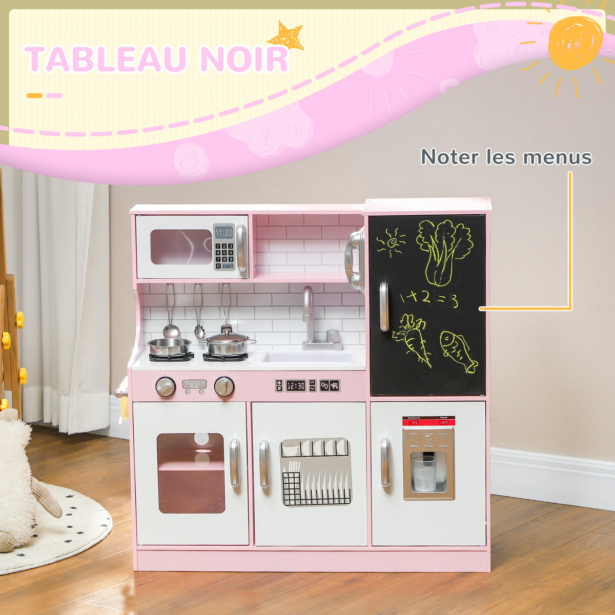 Cuisine enfant jouet d'imitation pour enfant - dinette enfant de 3-8 ans, rose
