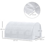 Serre de jardin serre tunnel 12 m² avec porte, parois latérales enroulables 8 fenêtres acier PE  4 x 3 x 2 m blanc