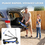 Trottinette électrique 120 W pliable pour enfant 7-14 ans 12 Km/h max. autonomie 10 Km max. bleu