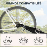 Remorque vélo remorque de transport pour vélo 70L 139L x 71,5l x 49H cm barre d'attelage universelle acier noir
