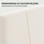 Cadre de lit double 140 x 190 cm lit 2 personnes tête de lit réglable sommier 150 x 198 x 101/106/111/116/121 cm crème