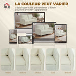 Canapé 2 places, canapé de salon en tissu bouclette avec coussins inclus, assise rembourrée, 137 x 69 x 82 cm, crème