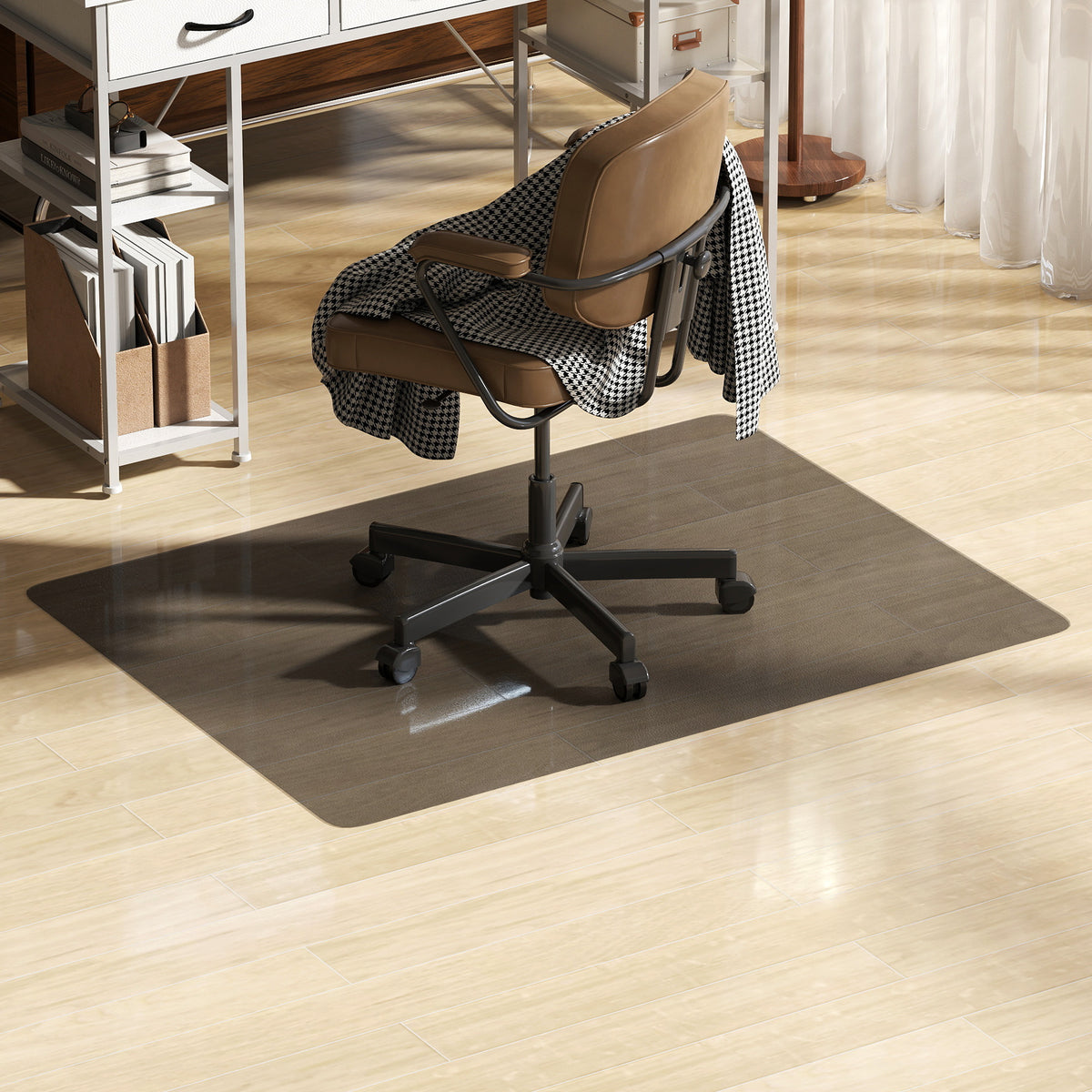 Tapis de chaise de bureau rectangulaire, antidérapants en plastique noir 120x90cm