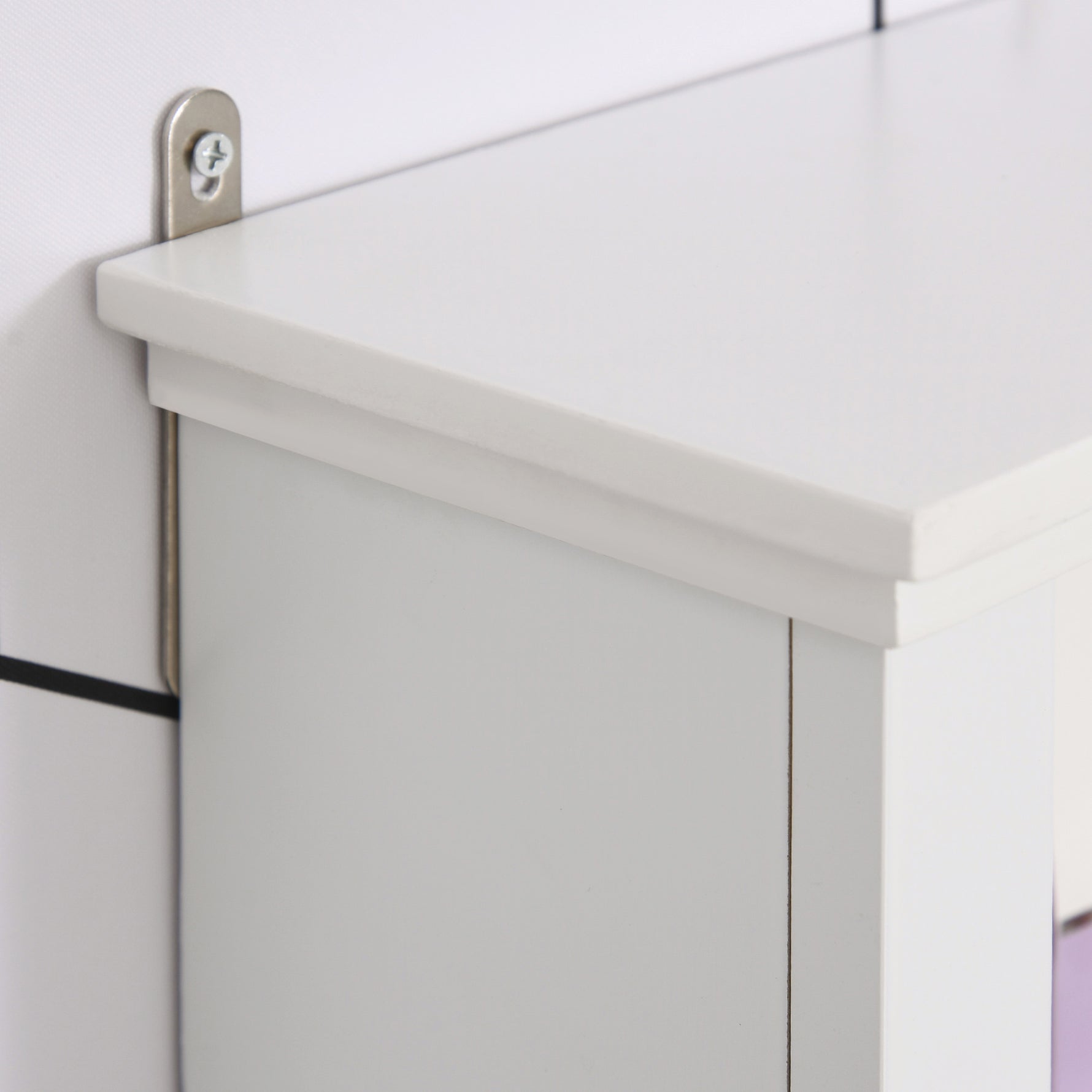 Armoire Murale de Salle de Bain Meuble Suspendu WC Placard 1 Porte 3 niches dim. 53L x 14,5l x 50,5H cm en bois Blanc