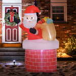 Père Noël gonflable décoration de Noël extérieur avec lumières LED sac de cadeau et la cheminée 130 x 82 x 195 cm rouge