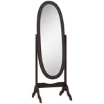 Miroir à pied ovale style shabby chic inclinaison réglable 48 x 46 x 147 cm mdf café
