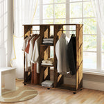 Armadio guardaroba mobile con 6 ruote, 120 x 40 x 128 cm, in legno marrone