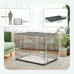 Cage caisse de transport pliante pour chien poignée, plateau amovible, coussin fourni 90 x 57,5 x 62 cm noir