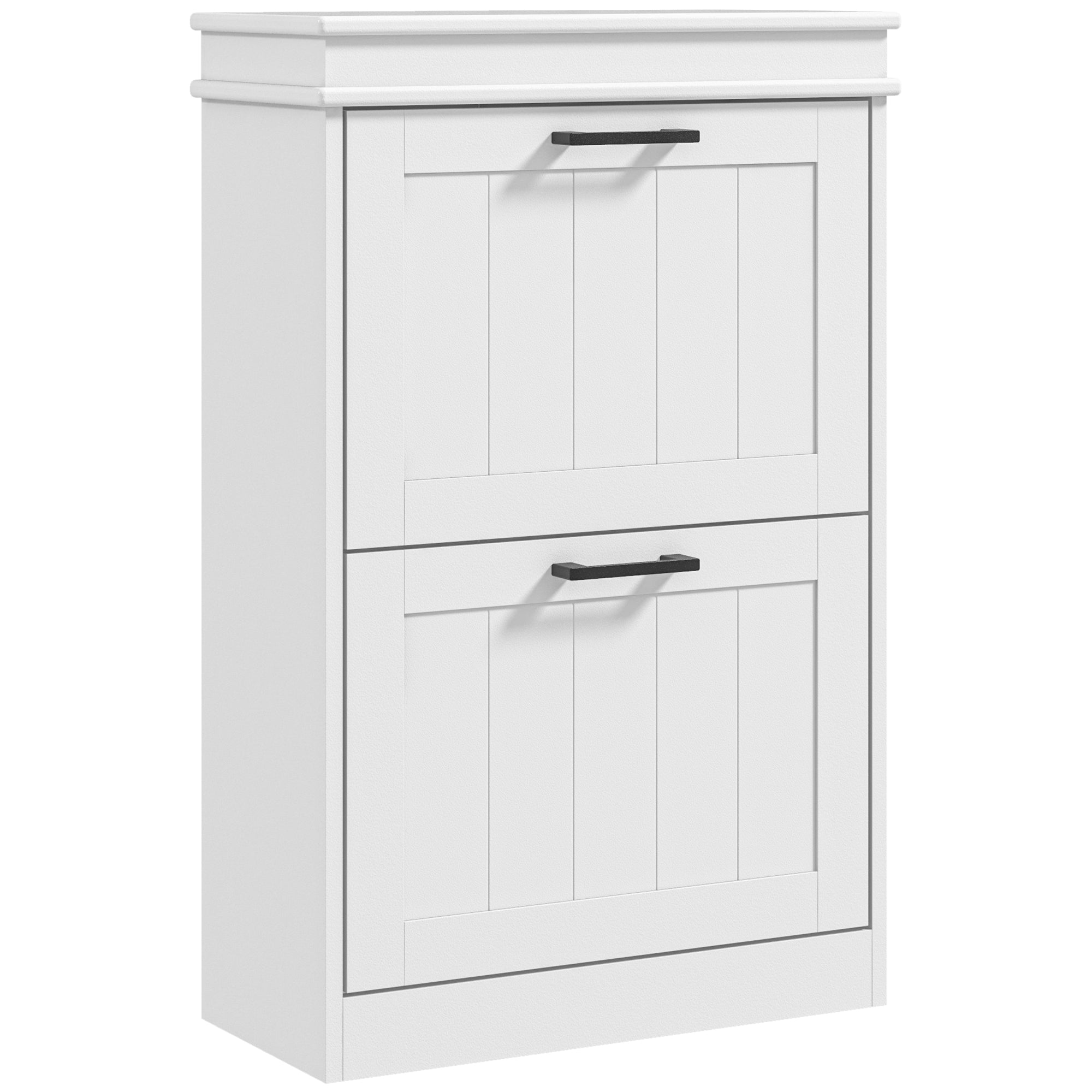 Meuble à chaussures, 2 portes abattants, étagères réglables, pour entrée, couloir, 54 x 24 x 82,5 cm, blanc