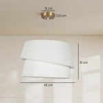 Suspension Luminaire Élégante à Double Abat-Jour, Rosace Dorée, Câble Réglable, Ampoule Non Incluse E14 40 W, Blanc