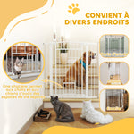 Barrière pour chien, largeur ajustable 76-102cm, barrière extra large avec porte pour chat, blanc
