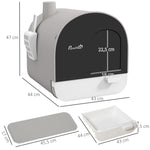 Lettiera per gatti con porta basculante, paletta e filtro inclusi dim. 43L x 44P x 47A cm grigio