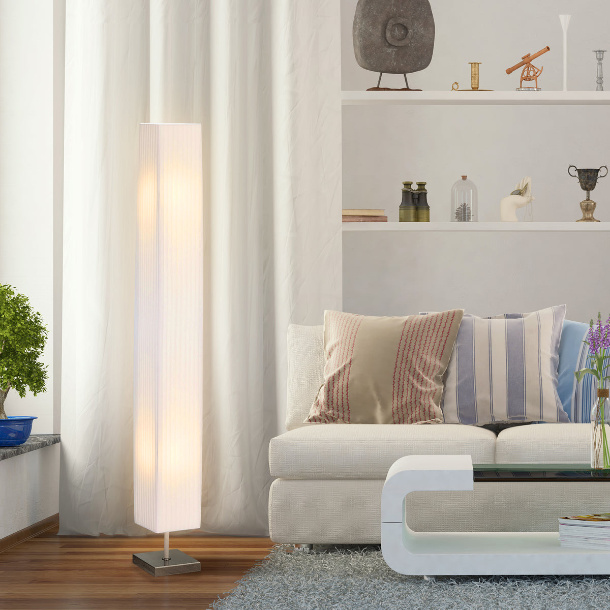 Lampadaire Lampe sur Pied de Salon Style Moderne Lampadaire sur Pied avec Interrupteur Acier Blanc