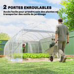 Serre tunnel de jardin 18m² serre de jardin tunnel 296x597x199cm cadre acier galvanisé, bâche PE 150g/m² transparent