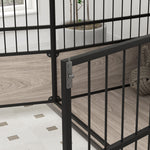 Cage pour chien intérieur, table d'appoint, 100 x 60 x 68 cm, niche, 3 portes verrouillables,  aspect bois noir