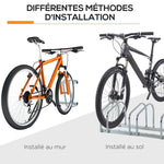 Râtelier 4 vélos dim. 110L x 33l x 27H cm acier galvanisé argent