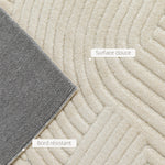 Tapis salon 200 x 140 cm, tapis à poils épais géométrique, moelleux et antidérapant, crème