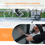 Remorque à vélo avec coffre de rangement amovible et pliable de 65L, réflecteurs de sécurité, charge max. 40KG, gris