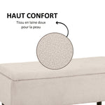 Banc de rangement coffre de rangement pieds en bois de caoutchouc 95 x 38 x 45 cm beige