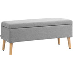 Banc coffre rangement rembourré aspect lin pour chambre à coucher, entrée, salon, charge 220 Kg, 110 x 39 x 45 cm, gris