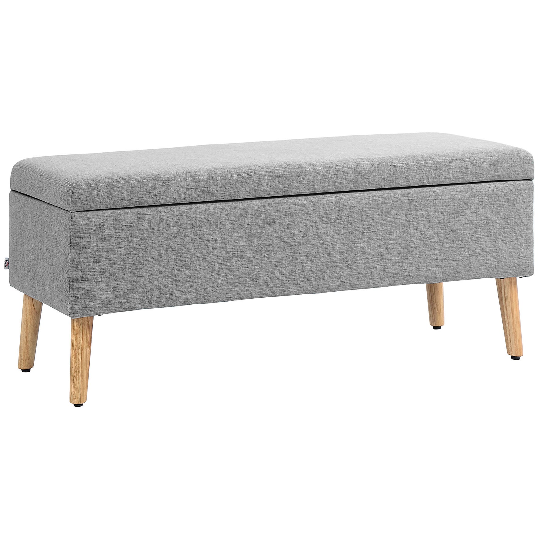 Banc coffre rangement rembourré aspect lin pour chambre à coucher, entrée, salon, charge 220 Kg, 110 x 39 x 45 cm, gris