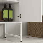 Meuble sous lavabo, meuble de salle de bain avec 2 portes à fermeture douce et étagère réglable, blanc