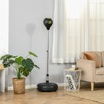 Punching ball sur pied réglable hauteur 133 -151 cm, sac de frappe sur pied 2 gants base lesté 45 x 45 x 133-151 cm noir