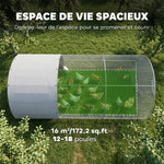 Grande recinto per pollaio 15,96 ㎡, parco recintato, tetto anti-UV, porta bloccabile, 2,8 x 5,7 x 1,97 m, argentato