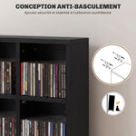 Meuble de rangement multimédia 456 CD/ 336 DVD - bibliothèque en bois avec étagères réglables, 89 x 130,5 cm, noir