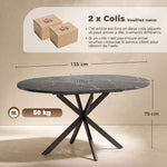 Tavolo da pranzo ovale allungabile per 4-6 persone, tavolo da cucina con allunga 100-135 cm, effetto marmo nero