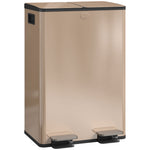 Poubelle de cuisine 2 compartiments de 2 x 28L, acier inoxydable, couvercle à fermeture douce, 45,8x36x67,6cm, or