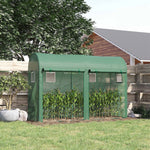Serre de Jardin, Petite Serre de Balcon en Bâche PE et Châssis Acier, Portes et Fenêtres Roulantes, pour Légumes et Fleurs, Intérieur et Extérieur, 300 x 100 x 200 cm, vert