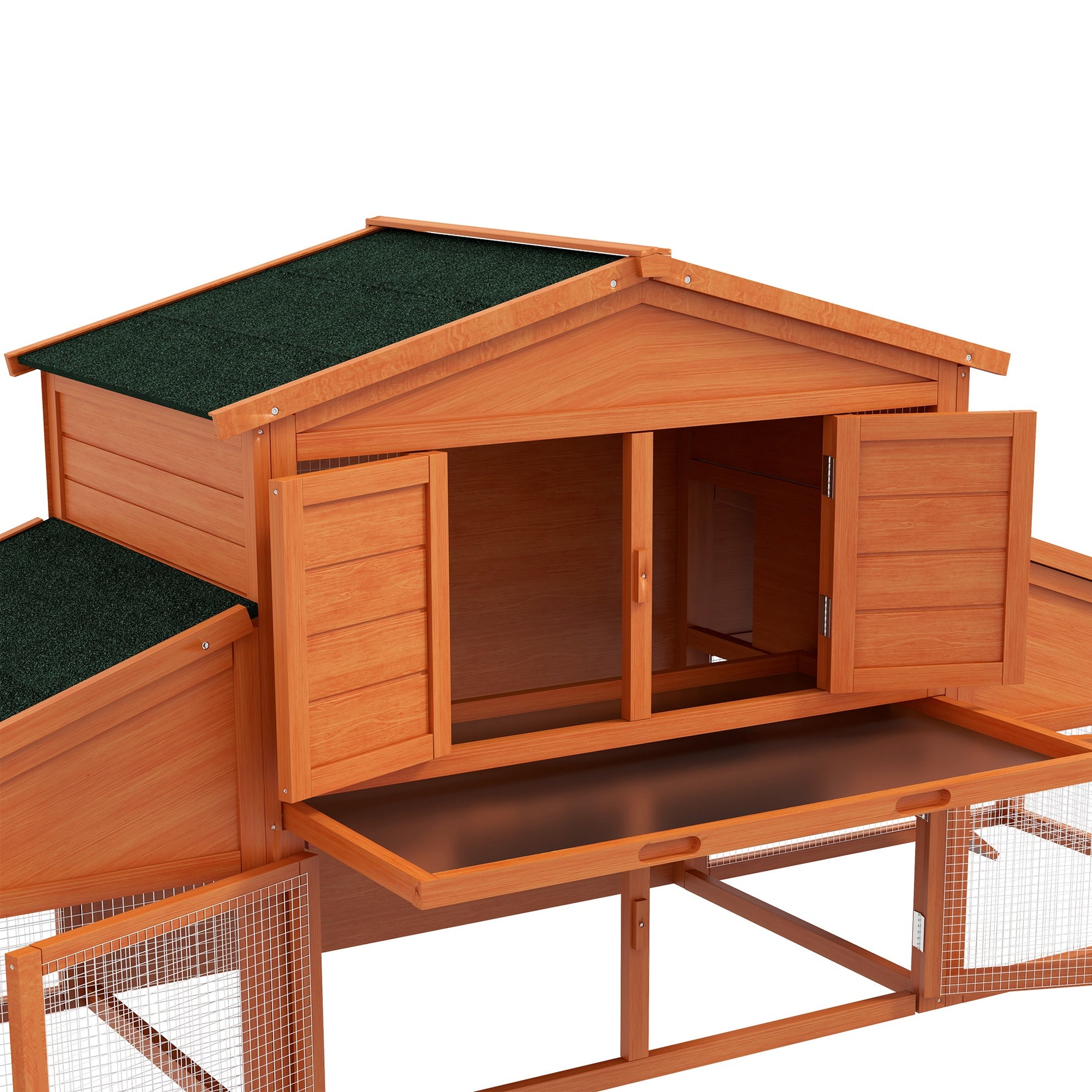 Clapier cage à lapins rongeurs poulailler XXL 2 étages 2 enclos tiroir déjection 2,25L x 0,70l x 1H m bois massif pin