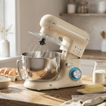 Robot pâtissier 1300 W, robot pétrin professionnel 4,5 L, bol d'acier inoxydable, 6+P vitesses et pulse, beige