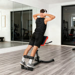 Banc de Musculation Réglable 5 Niveaux, Chaise Romaine avec Rouleaux en Mousse Dense, 112 x 62 x 88 cm, Noir et Rouge