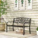 Banc de Jardin terrasse en Acier Fonte Noir 2 Places 127 x 60 x 87 cm Charge Max 240 Kg