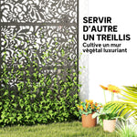 Panneau Brise Vue décoratif Extérieur Claustra Décoratif Jardin 3 Panneaux à motif floral Acier 122 x 45 x 198 cm Noir