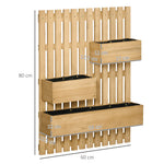 Jardinière murale potager avec 3 bacs en bois massif amovibles 60 x 16 x 80 cm