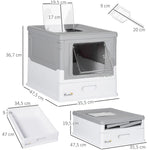 Maison de toilette pour chat pliable double porte battante et supérieure pelle fourni 47,5 x 35,5 x 36,7 cm gris