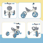 Tricycle enfant évolutif, tricycle pour enfants de 2 à 5 ans avec panier avant et roues EVA, 72 x 52 x 61 cm, bleu