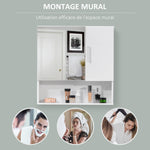 Armoire murale miroir de salle de bain avec portes et étagère réglable - dim. 54L x 15,2l x 55,3H cm blanc